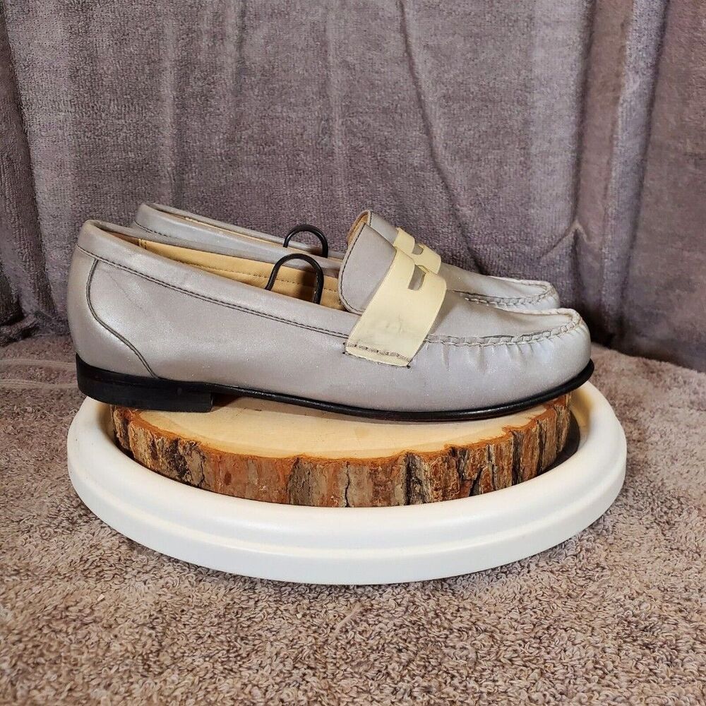 Cole Haan Women's Monroe Reflective Silver Penny Loafers Size 8M